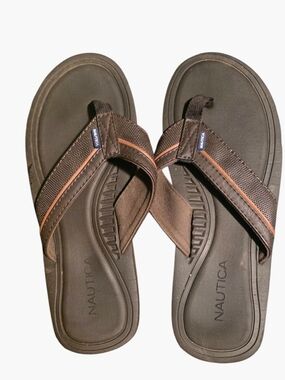 Nautica Brown and Tan Men's Flip-Flops